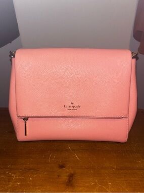 kate spade Coral Pebbled Leather Flap Crossbody